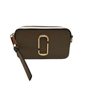 Marc Jacobs Taupe Leather Snapshot Crossbody Bag